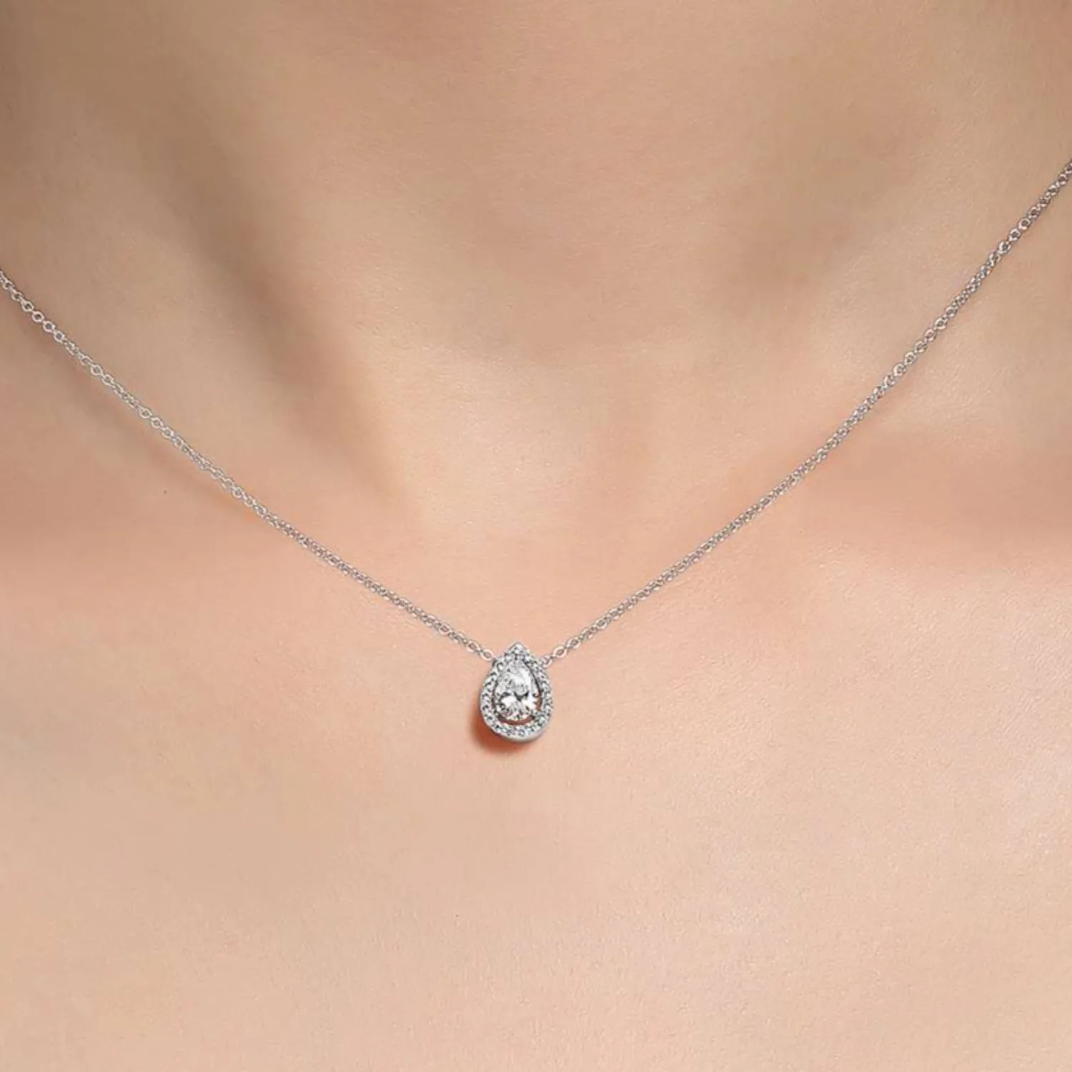 Lafonn Simulated Pear Cut Diamond Halo Pendant