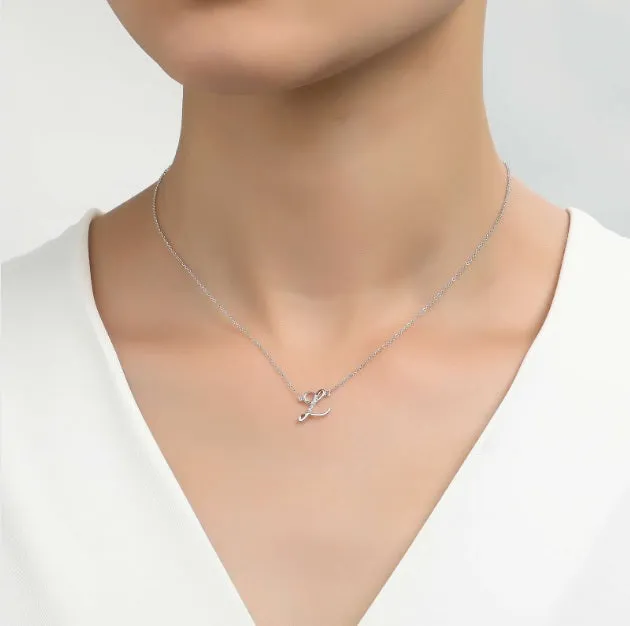 Lafonn Sterling Silver Platinum Plated Simulated Diamond Initial Y Necklace