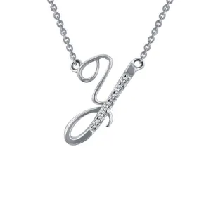 Lafonn Sterling Silver Platinum Plated Simulated Diamond Initial Y Necklace