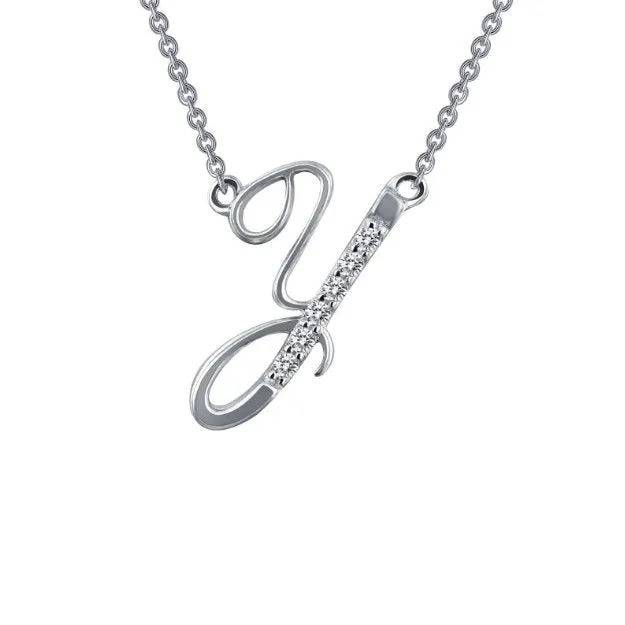 Lafonn Sterling Silver Platinum Plated Simulated Diamond Initial Y Necklace