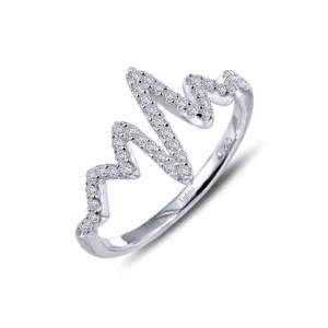 Lafonn Sterling Silver Platinum Plated Simulated Diamonds Heartbeat Ring