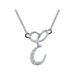 Lafonn Sterling Silver Platinum Plated Simulated Diamonds Initial E Necklace