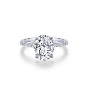 Lafonn Sterling Silver Platinum Plated Simulated Diamonds Oval Solitaire Engagement Ring