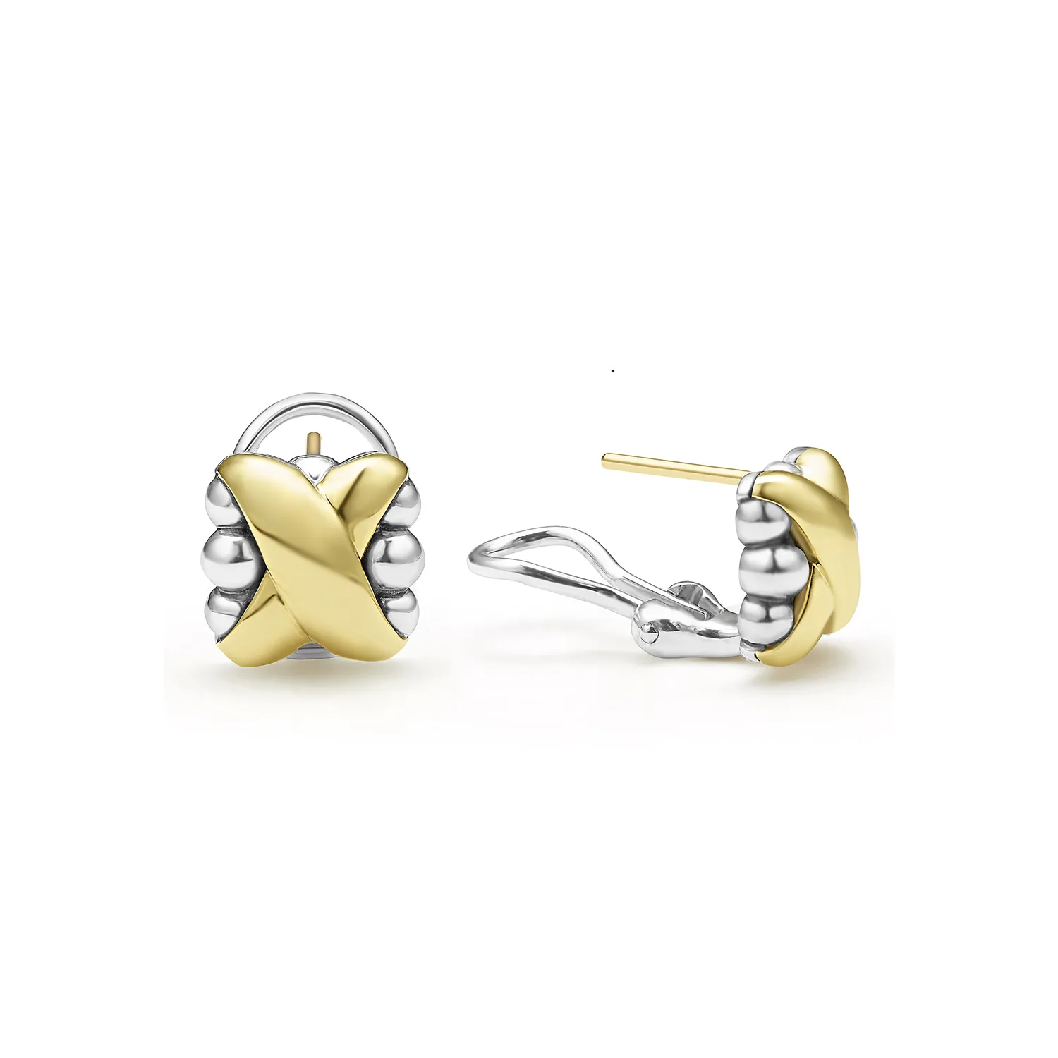 LAGOS Embrace Two-Tone X Omega Clip Earrings
