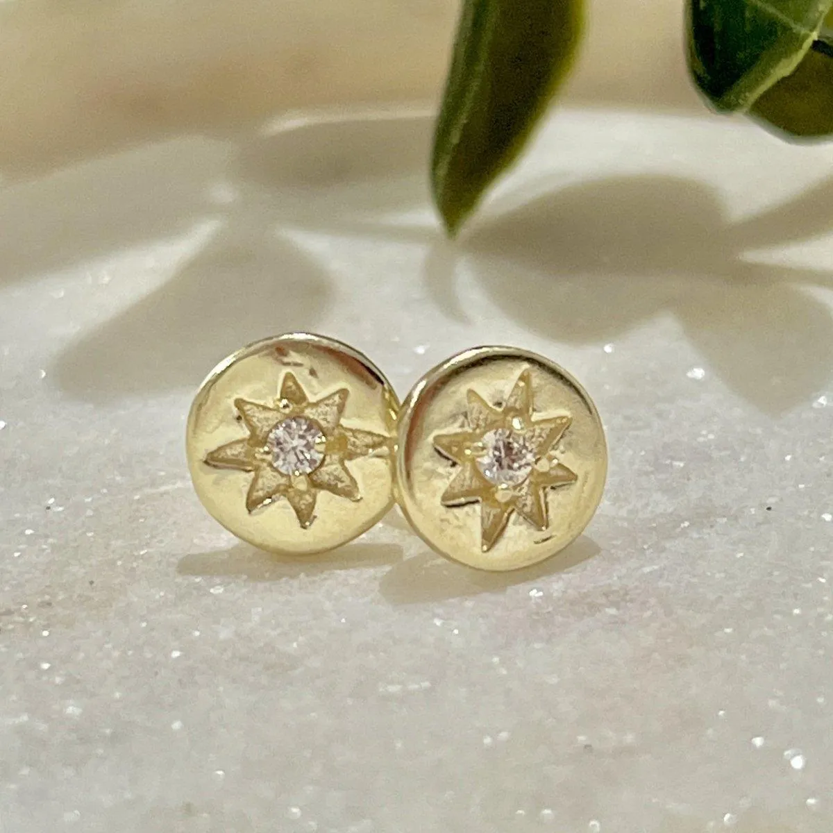 Laihas Prestige ‘Shoot For The Stars’ Gold Stud Earrings-Topaz