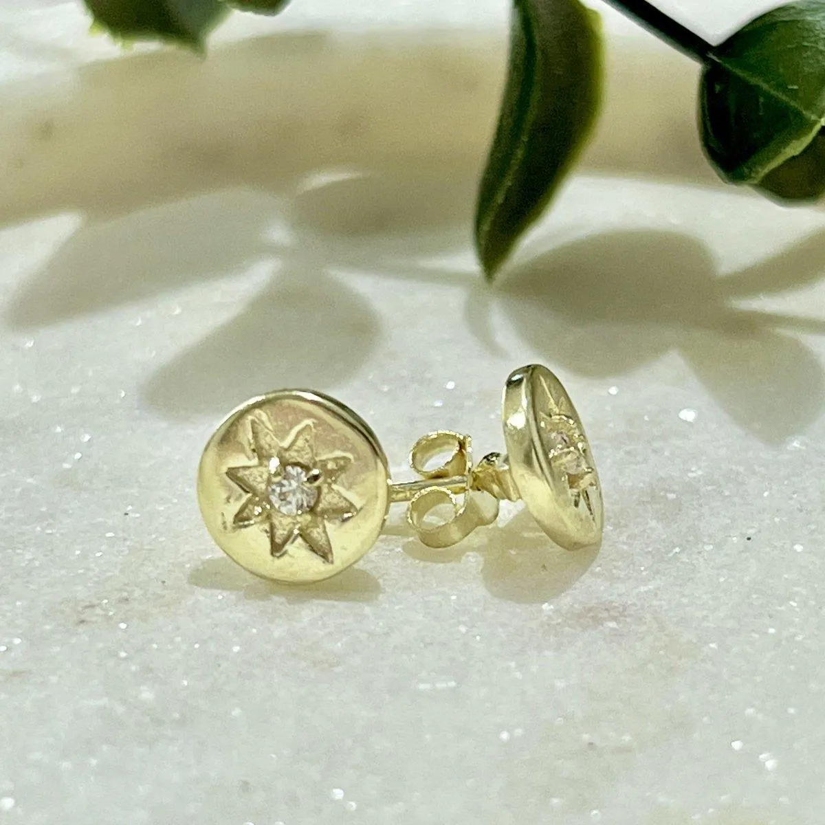 Laihas Prestige ‘Shoot For The Stars’ Gold Stud Earrings-Topaz
