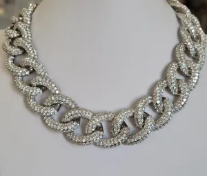 Large Curved Cubic Zirconia Link Necklace Zirconite.582N1338