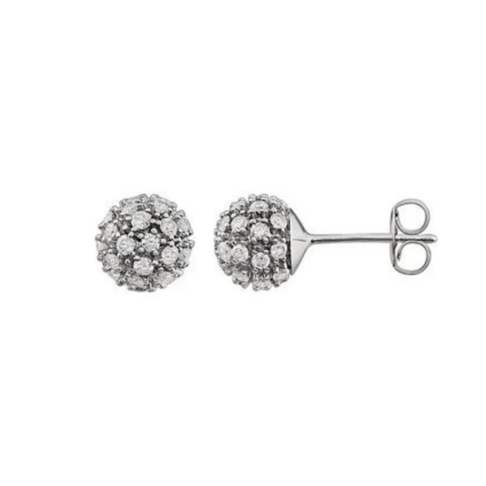 Large Diamond Ball Cluster Earrings 7 mm wide with 3/4 total carats