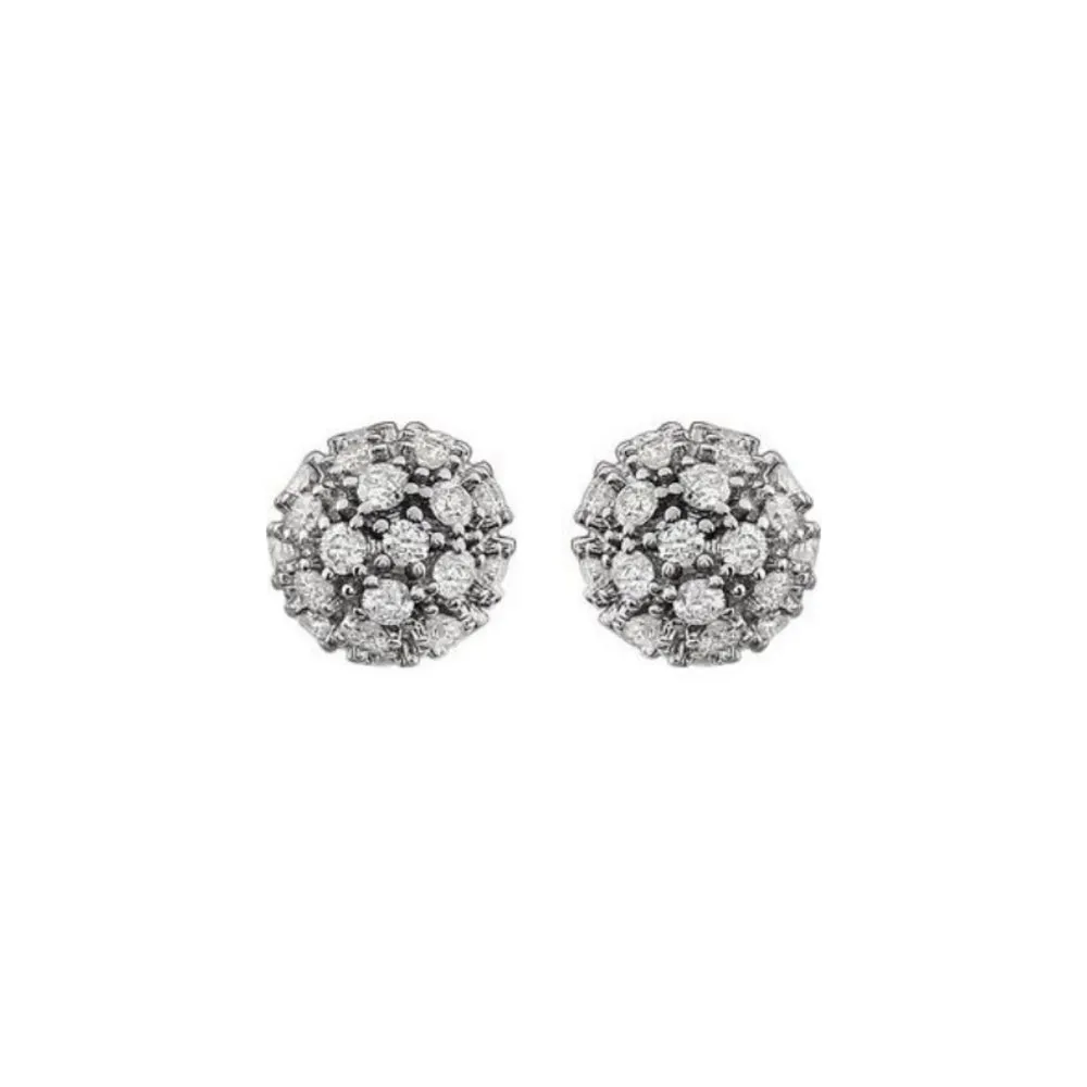 Large Diamond Ball Cluster Earrings 7 mm wide with 3/4 total carats