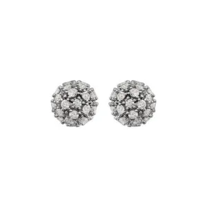 Large Diamond Ball Cluster Earrings 7 mm wide with 3/4 total carats