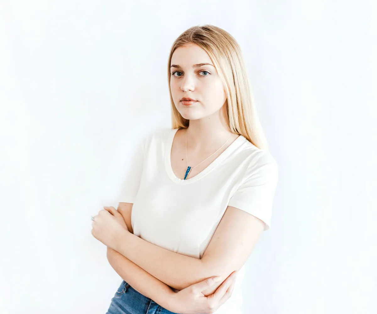 Large Elongated Triangle Platinum Druzy Necklace