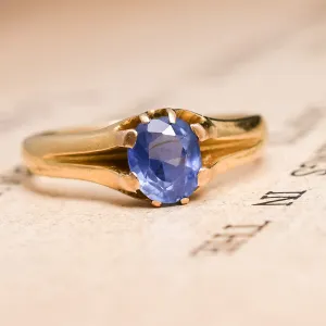 Late Victorian Ceylon Cornflower Sapphire Solitaire Ring