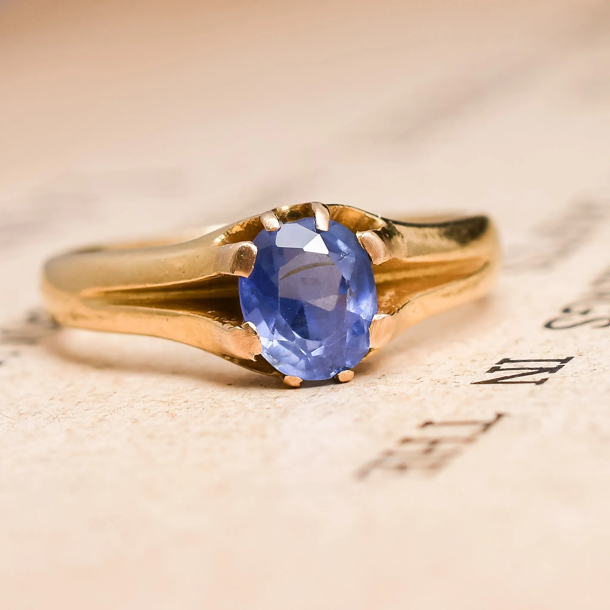 Late Victorian Ceylon Cornflower Sapphire Solitaire Ring