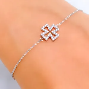 Lavish Twinkling Floral Diamond   18k Gold Bracelet