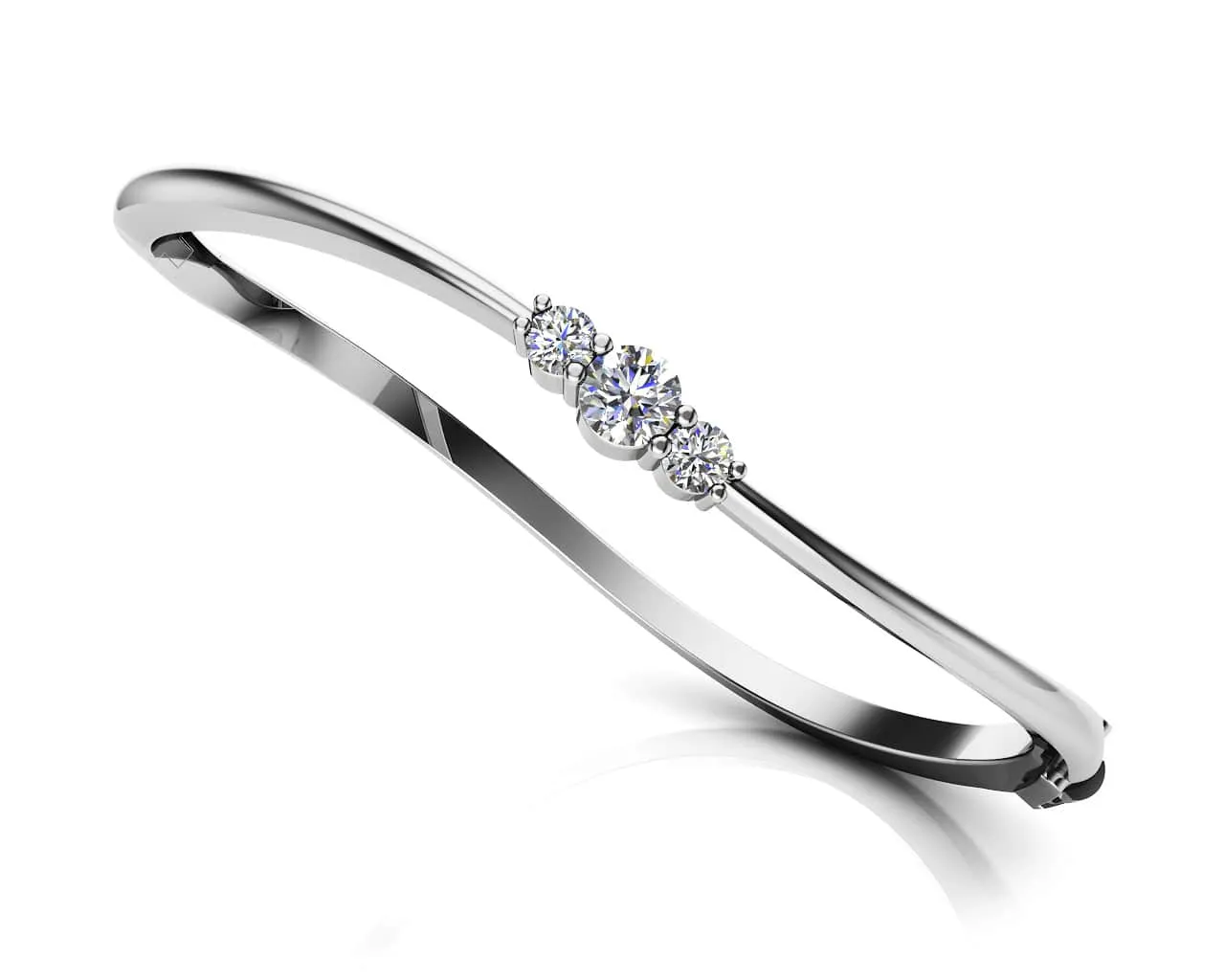 Legendary Curved Diamond Bangle with 0.50 ct.(finished) 3mm, 4.2mm