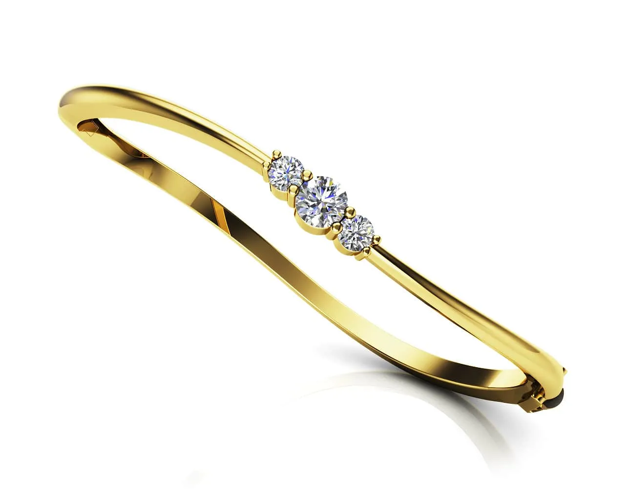 Legendary Curved Diamond Bangle with 0.50 ct.(finished) 3mm, 4.2mm