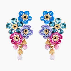 Les Nereides Forget-Me-Not Cluster And Rosebuds Post Earrings
