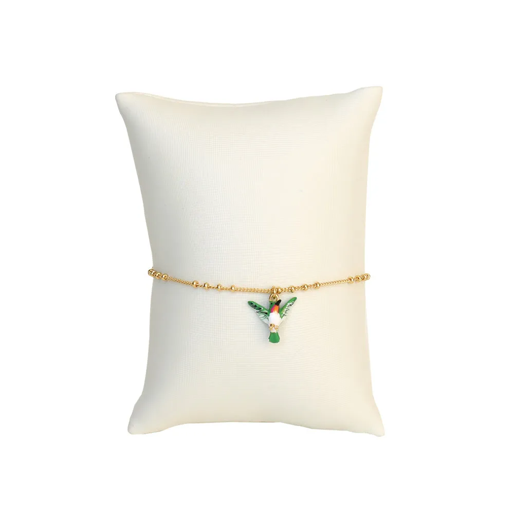 Les Nereides Pink Silk Thread Hummingbird Bracelet