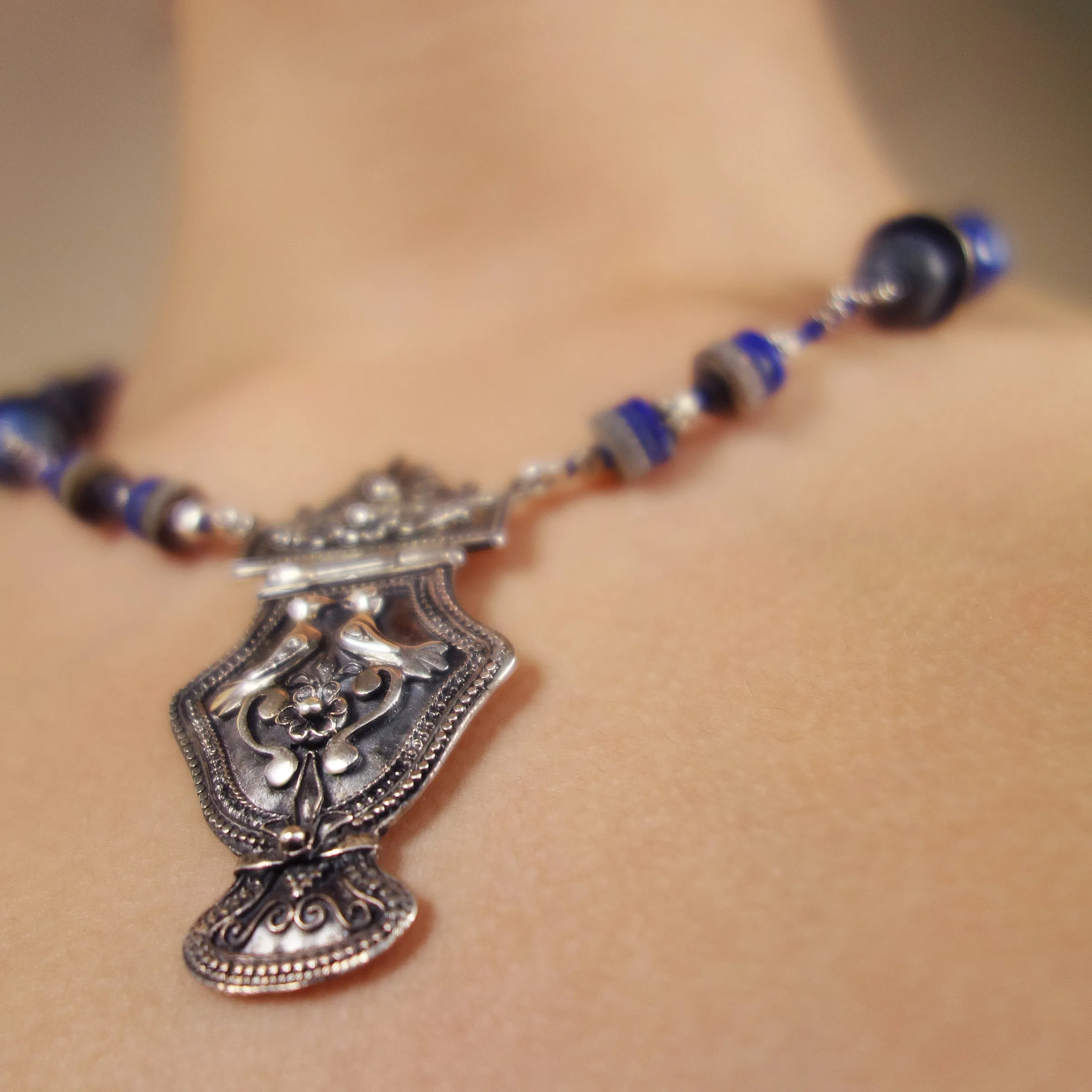 Lifegiving Lovebirds: handmade Greek silver and sapphire