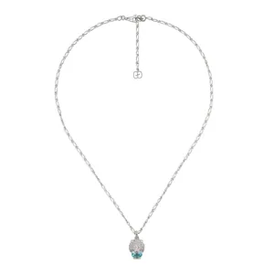 Lion Head 18K White Gold Pavé Diamond Necklace