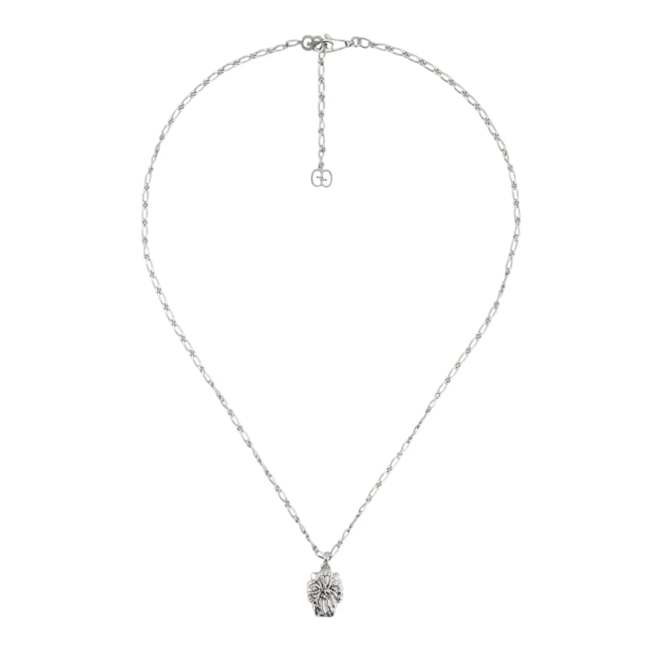 Lion Head 18K White Gold Pavé Diamond Necklace