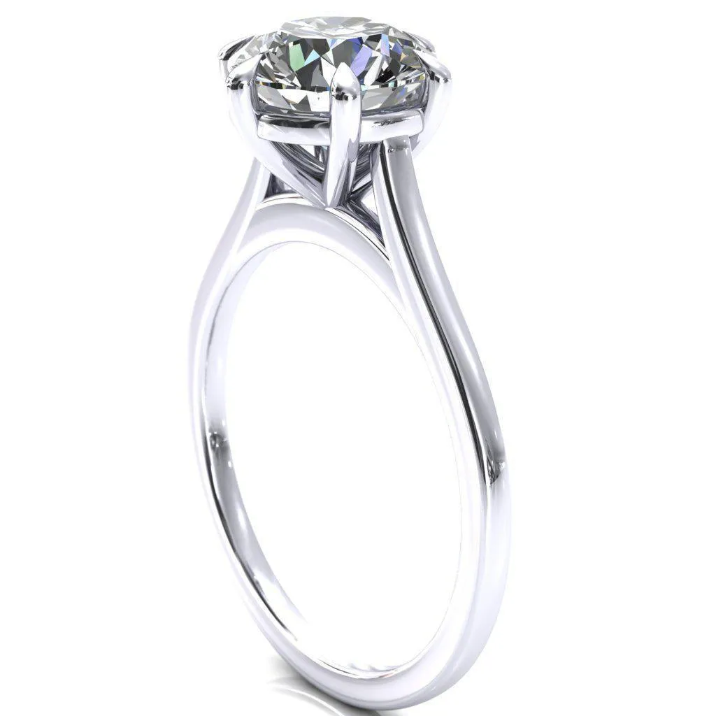 Lizzy Round Center Stone 6 Claw Prong Cathedral Engagement Ring