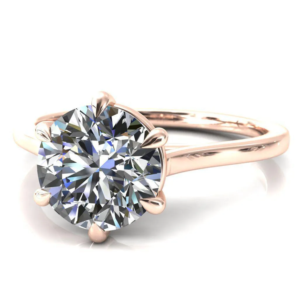 Lizzy Round Center Stone 6 Claw Prong Cathedral Engagement Ring