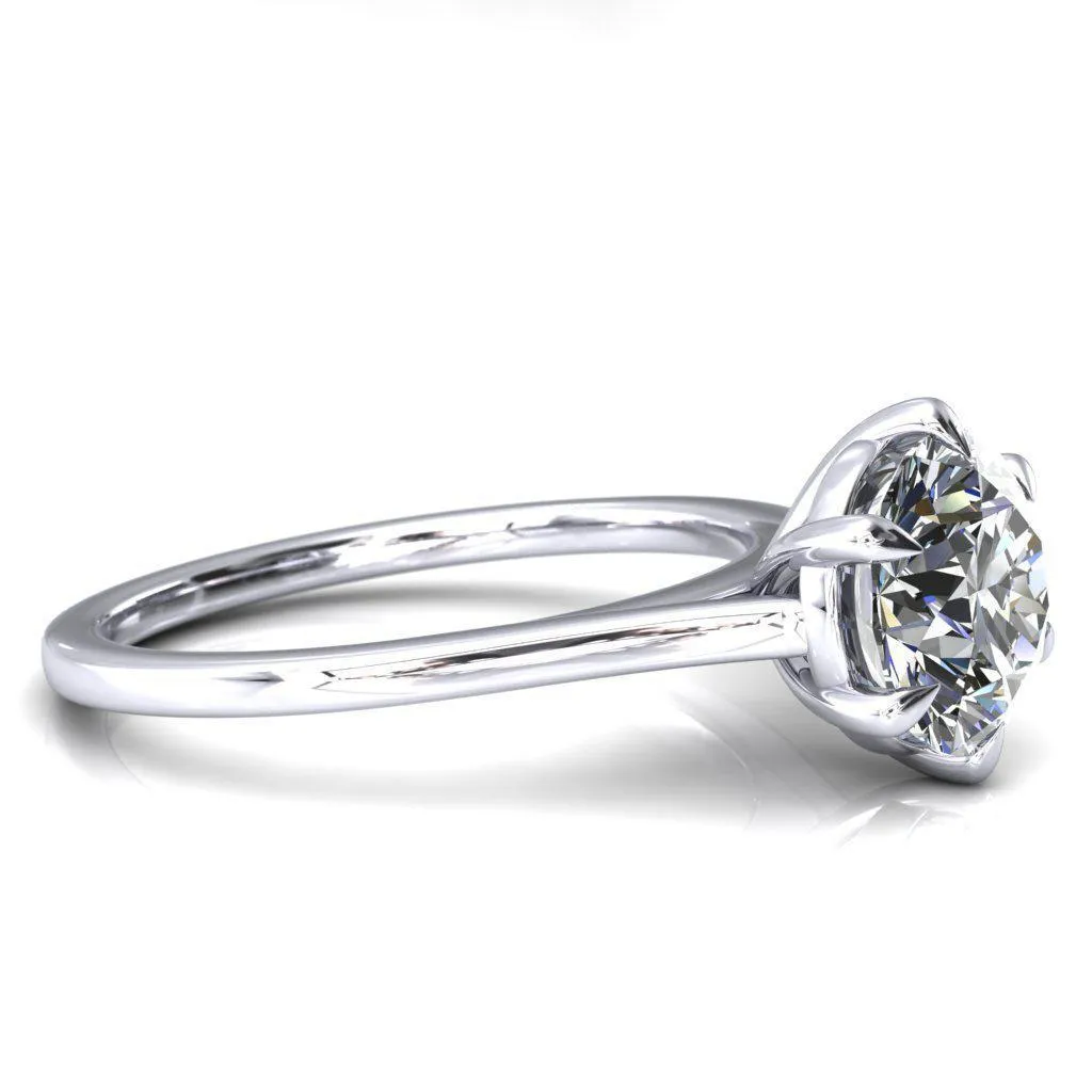 Lizzy Round Center Stone 6 Claw Prong Cathedral Engagement Ring
