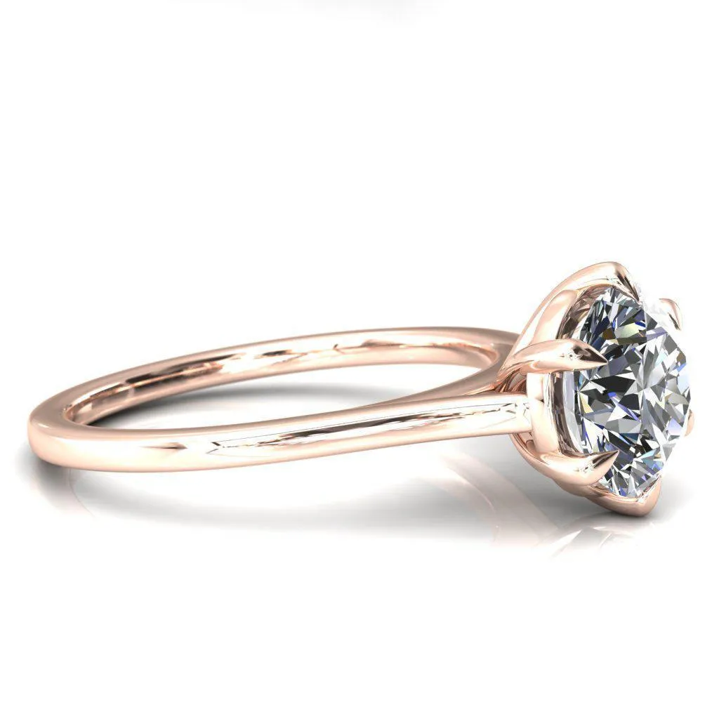 Lizzy Round Center Stone 6 Claw Prong Cathedral Engagement Ring