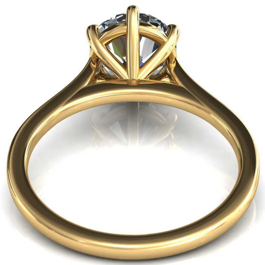 Lizzy Round Center Stone 6 Claw Prong Cathedral Engagement Ring