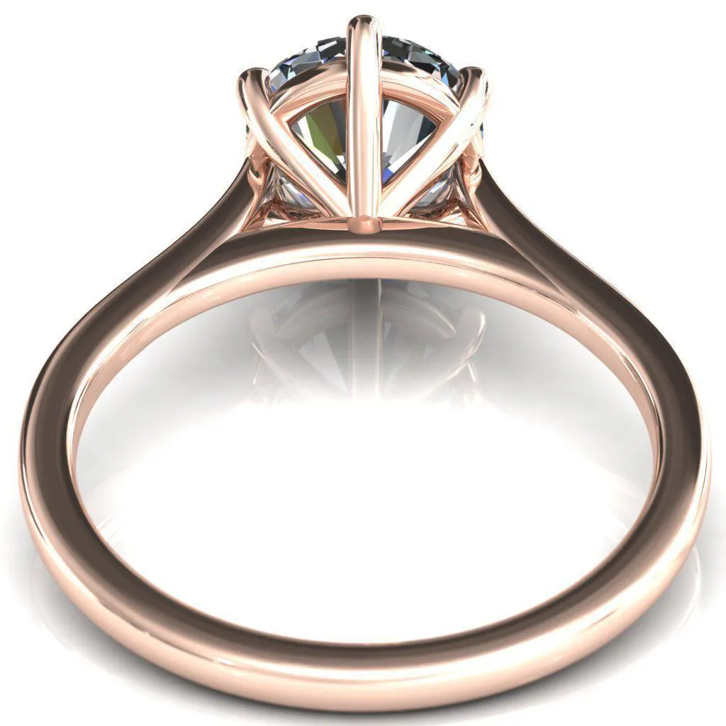 Lizzy Round Center Stone 6 Claw Prong Cathedral Engagement Ring