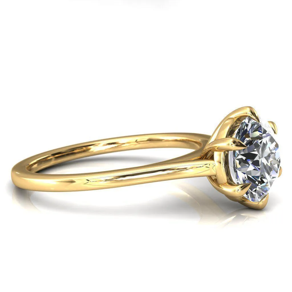 Lizzy Round Center Stone 6 Claw Prong Cathedral Engagement Ring
