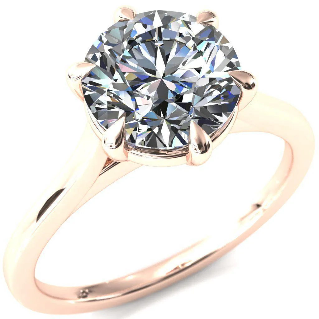 Lizzy Round Center Stone 6 Claw Prong Cathedral Engagement Ring