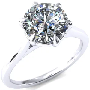 Lizzy Round Center Stone 6 Claw Prong Cathedral Engagement Ring