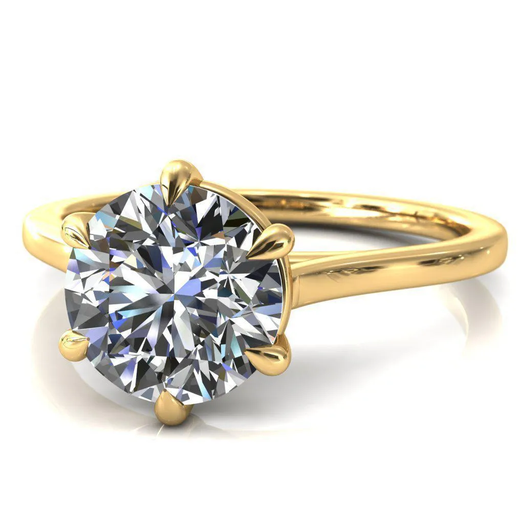 Lizzy Round Center Stone 6 Claw Prong Cathedral Engagement Ring
