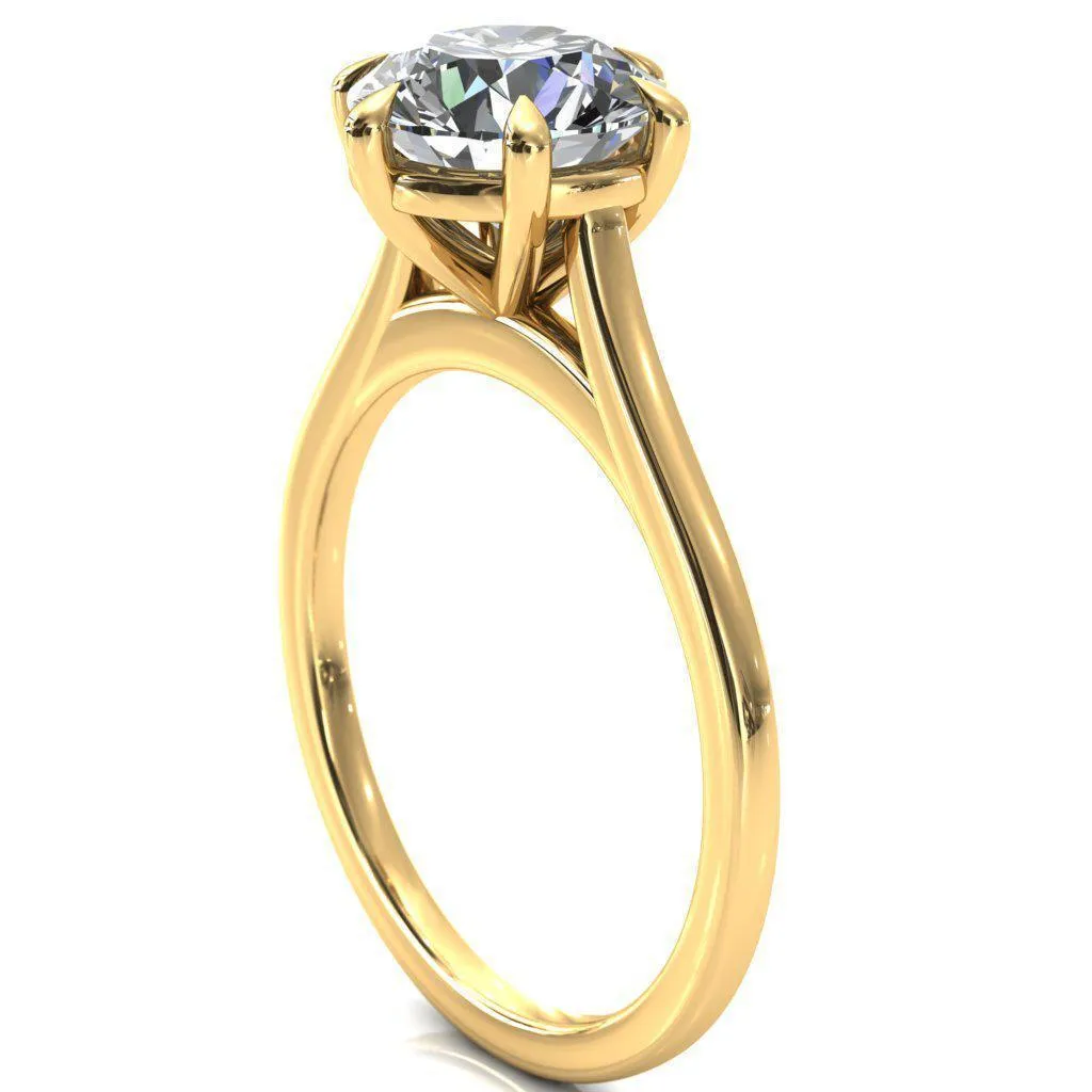 Lizzy Round Center Stone 6 Claw Prong Cathedral Engagement Ring