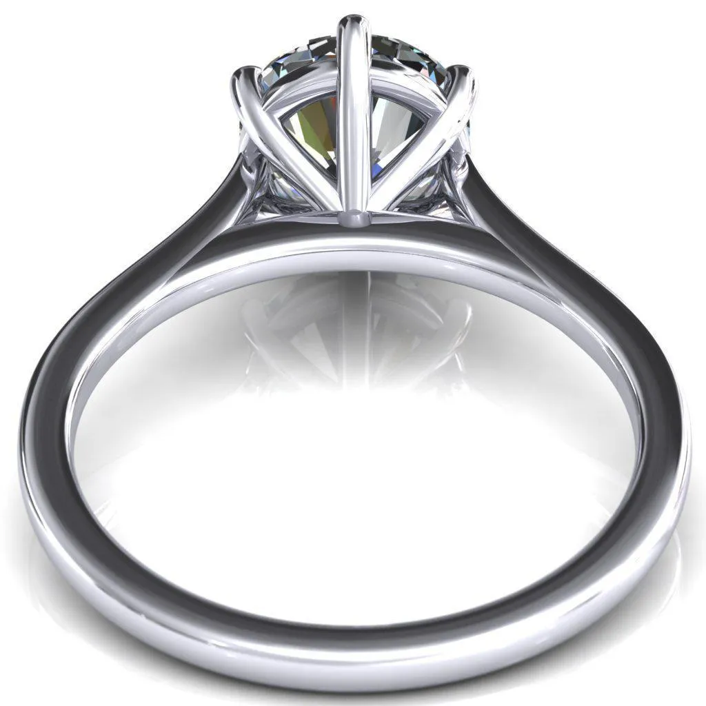 Lizzy Round Center Stone 6 Claw Prong Cathedral Engagement Ring