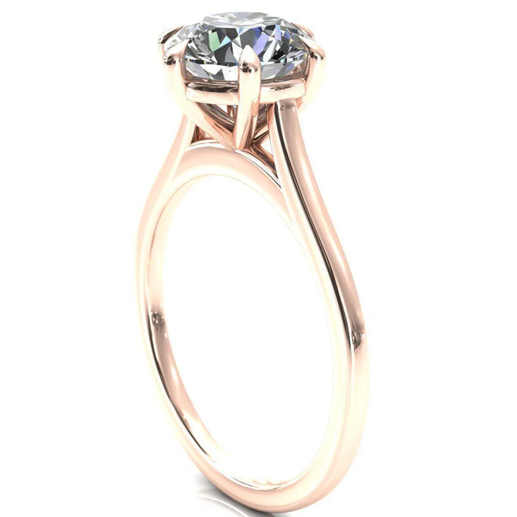Lizzy Round Center Stone 6 Claw Prong Cathedral Engagement Ring