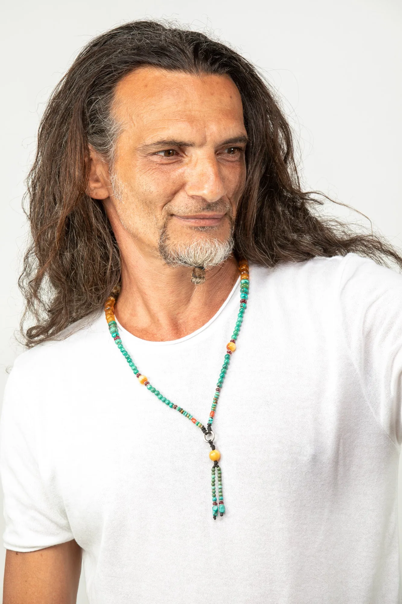 Long Amber Mala necklace with Tassle