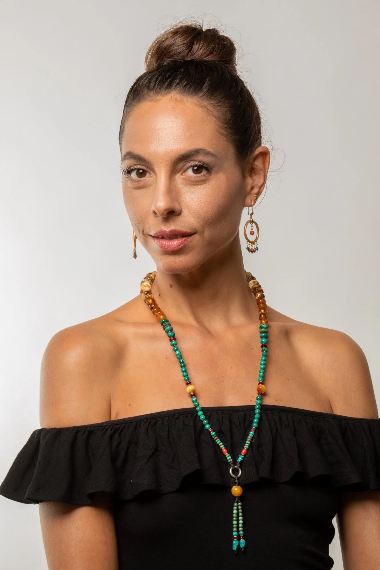 Long Amber Mala necklace with Tassle