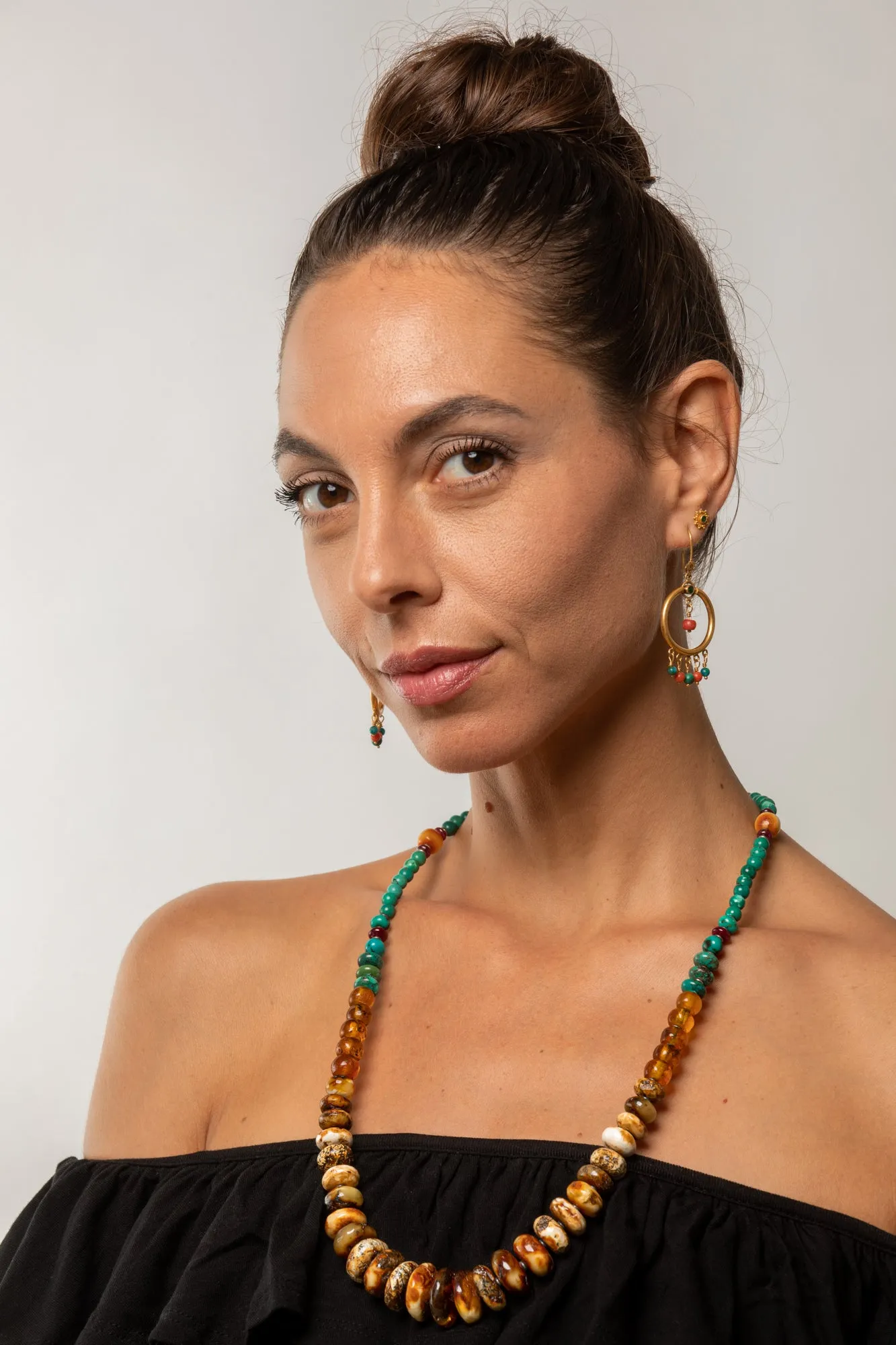Long Amber Mala necklace with Tassle