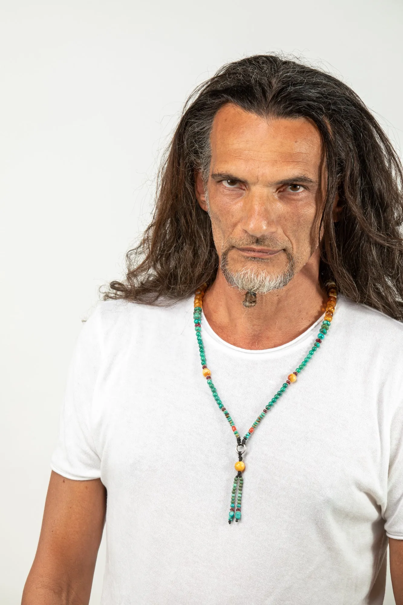 Long Amber Mala necklace with Tassle