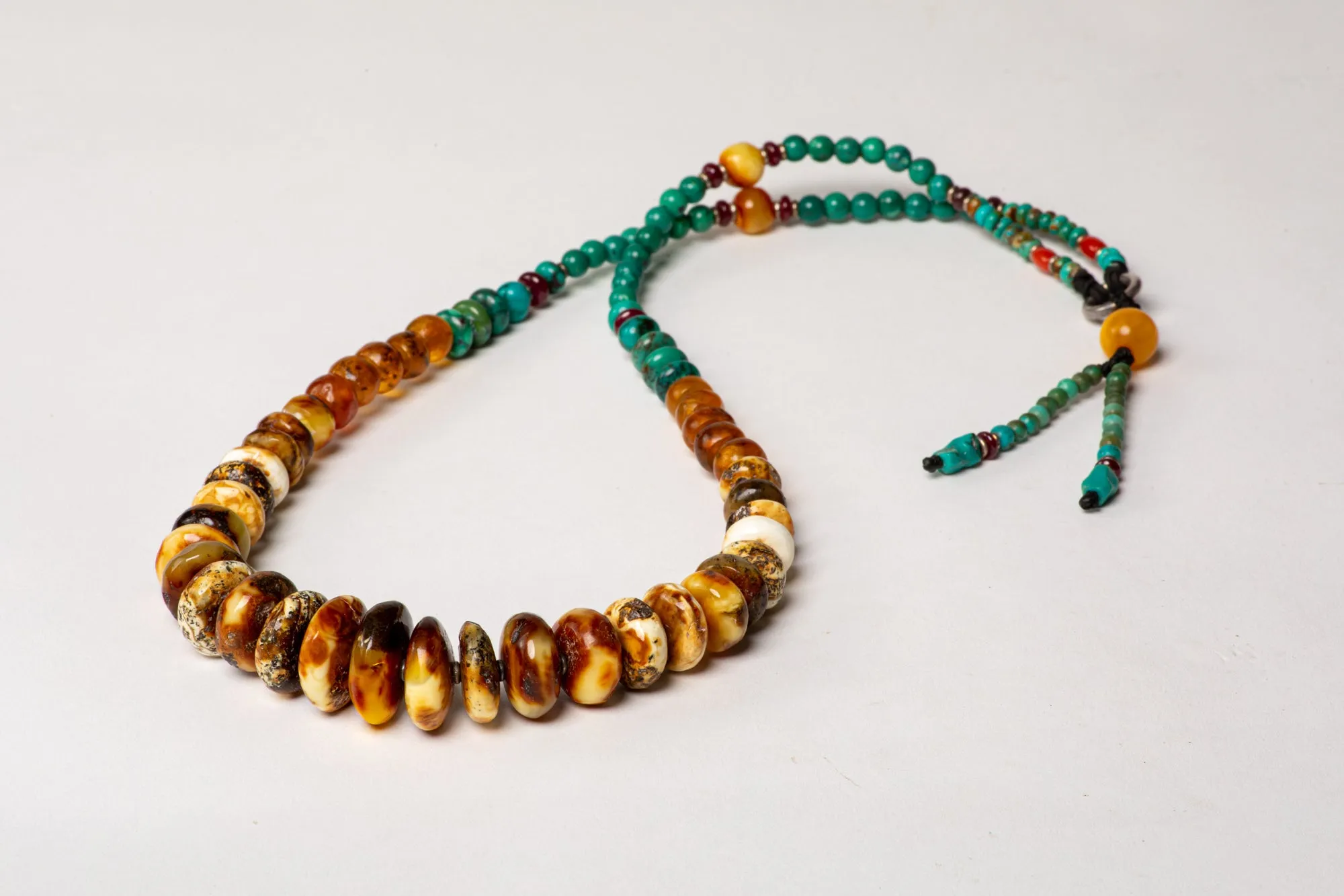 Long Amber Mala necklace with Tassle