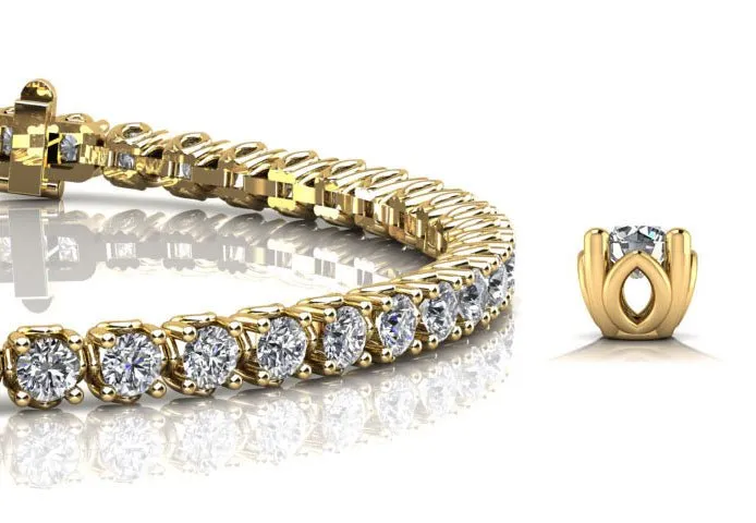 Lotus Flower Lab-Grown Diamond Tennis Bracelet with 9.75 ct.(finished) 4mm