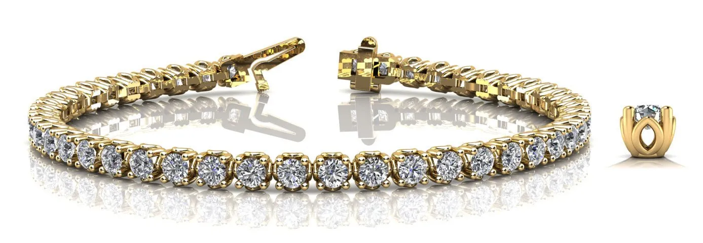 Lotus Flower Lab-Grown Diamond Tennis Bracelet with 9.75 ct.(finished) 4mm