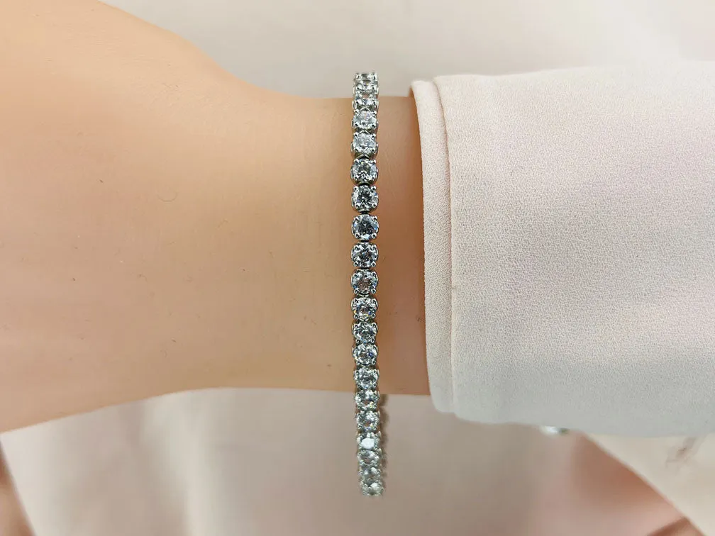 Lotus Flower Lab-Grown Diamond Tennis Bracelet with 9.75 ct.(finished) 4mm