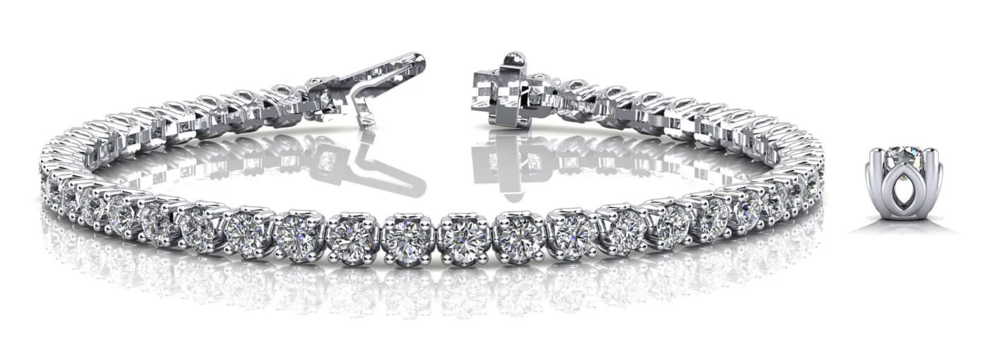 Lotus Flower Lab-Grown Diamond Tennis Bracelet with 9.75 ct.(finished) 4mm