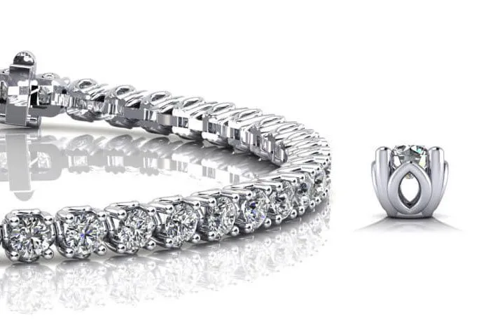 Lotus Flower Lab-Grown Diamond Tennis Bracelet with 9.75 ct.(finished) 4mm