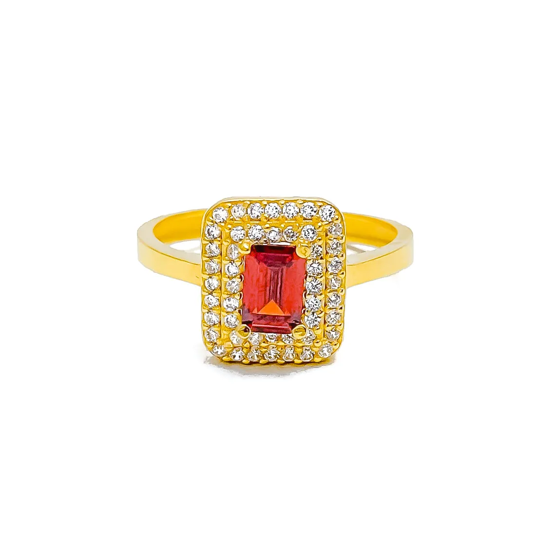 Luminous Gleaming 22k Gold CZ Ring w/ Solitaire Stone