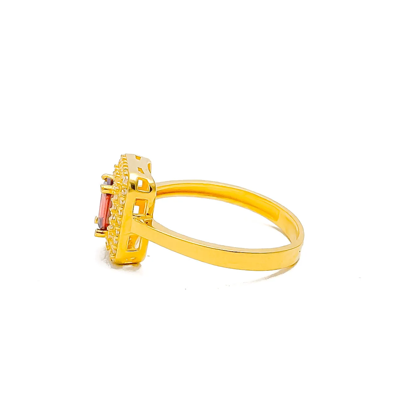 Luminous Gleaming 22k Gold CZ Ring w/ Solitaire Stone